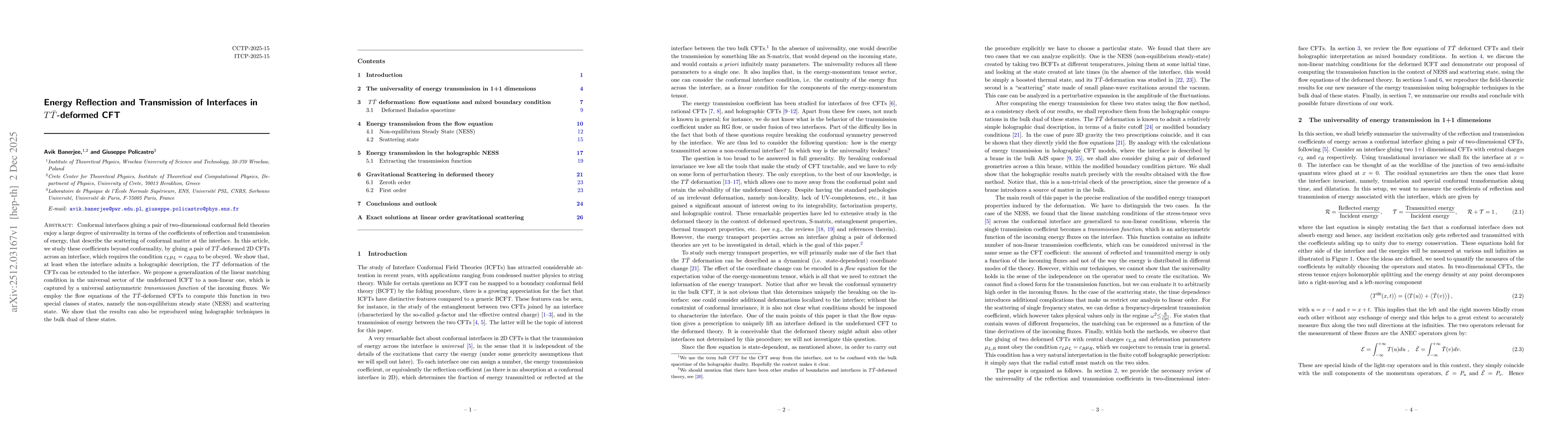 Thumbnail for Energy Reflection and Transmission of Interfaces in $T\bar{T}$-deformed CFT