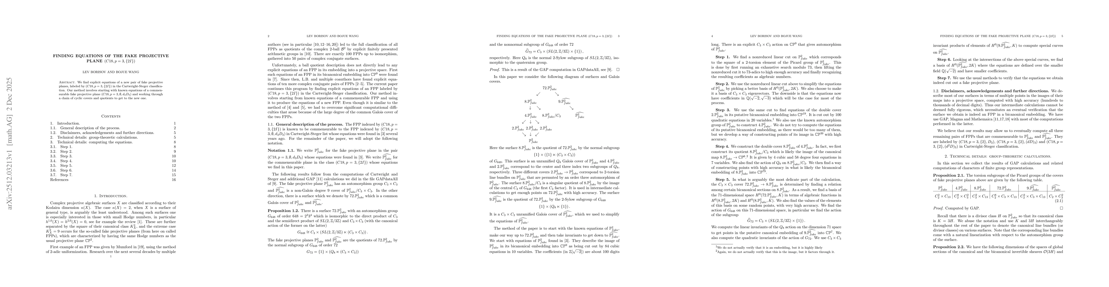 Thumbnail for Finding equations of the fake projective plane $(C18,p=3,\{2I\})$