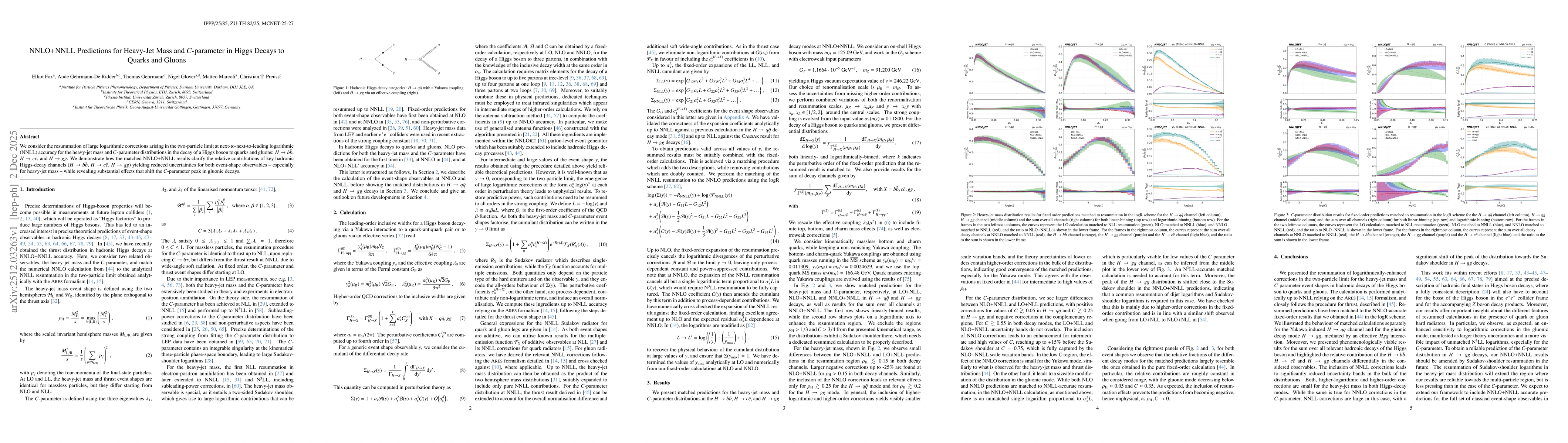 Thumbnail for NNLO+NNLL Predictions for Heavy-Jet Mass and C-parameter in Higgs Decays to Quarks and Gluons