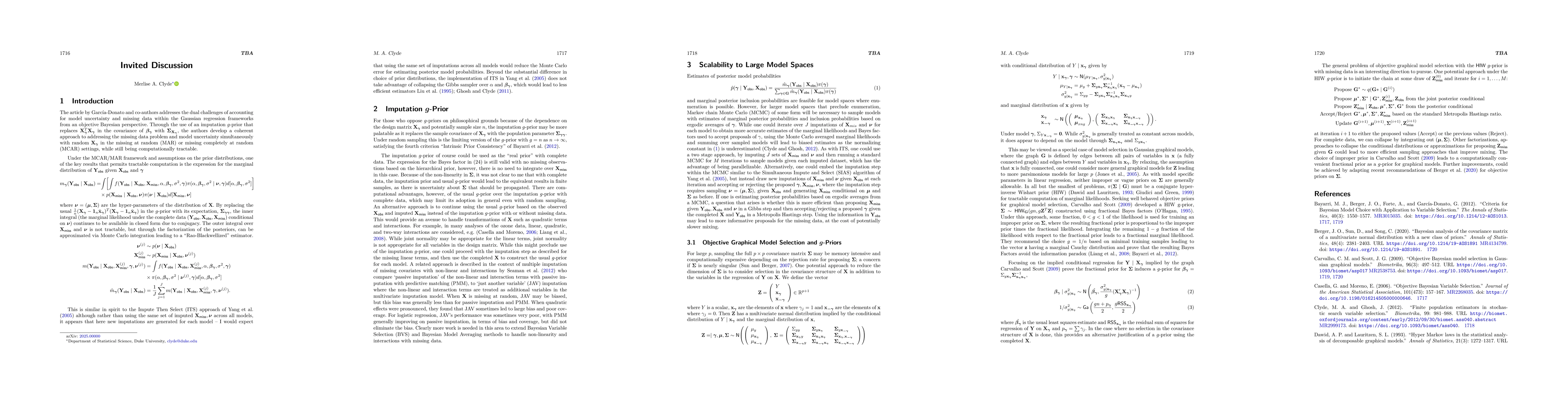 Thumbnail for Invited Discussion of "Model Uncertainty and Missing Data: An Objective Bayesian Perspective" by Gonzalo García-Donato , María Eugenia Castellanos , Stefano Cabras Alicia Quirós , and Anabel Forte