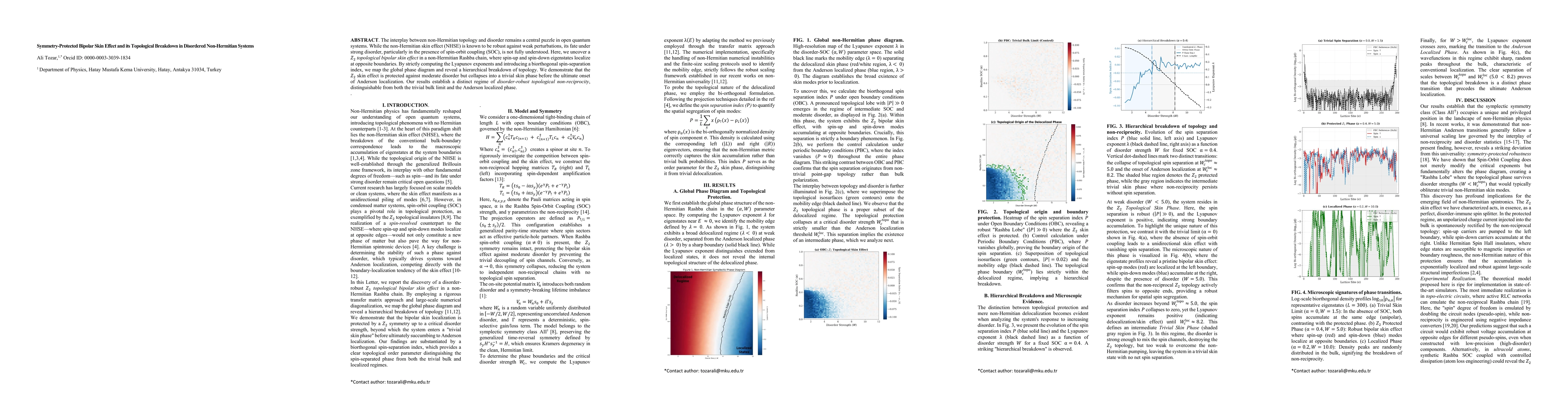 Thumbnail for Symmetry-Protected Bipolar Skin Effect and its Topological Breakdown in Disordered Non-Hermitian Systems