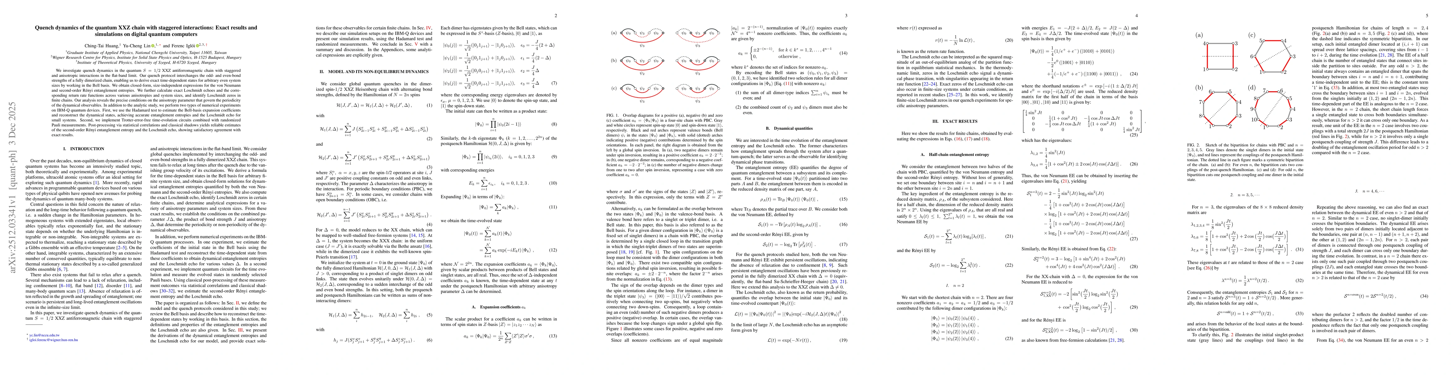 Thumbnail for Quench dynamics of the quantum XXZ chain with staggered interactions: Exact results and simulations on digital quantum computers