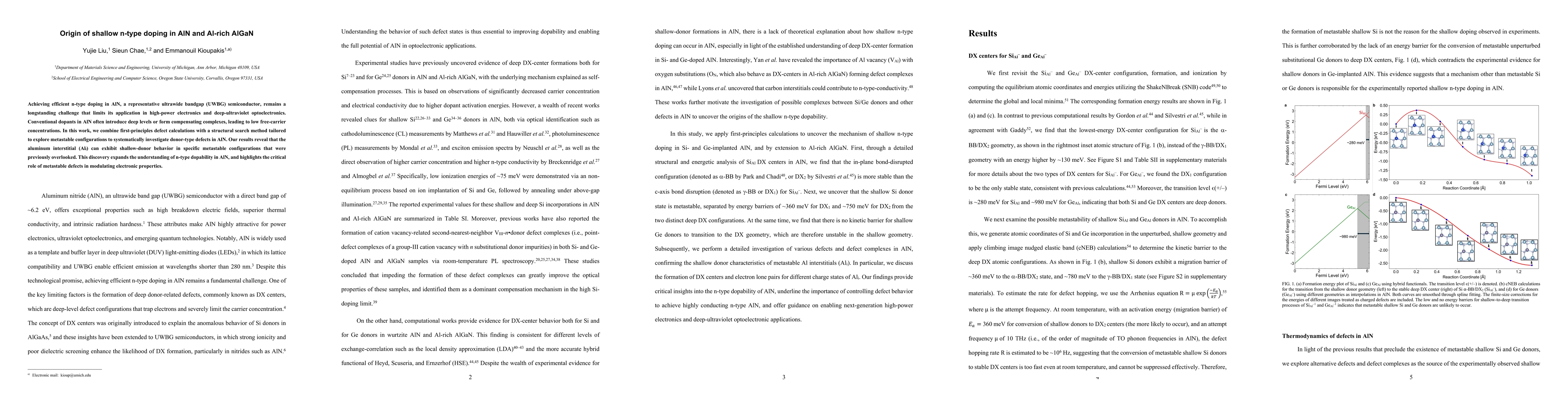 Thumbnail for Origin of shallow n-type doping in AlN and Al-rich AlGaN