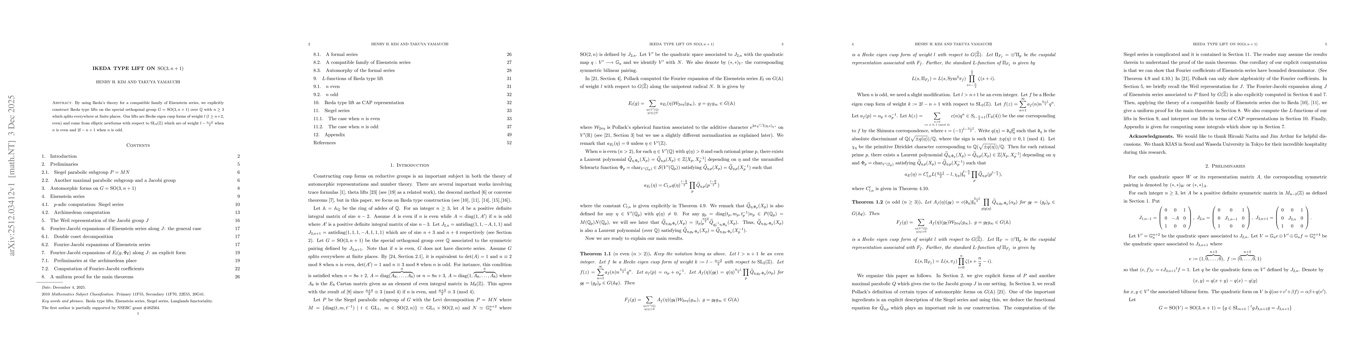 Thumbnail for Ikeda type lift on $\SO(3,n+1)$