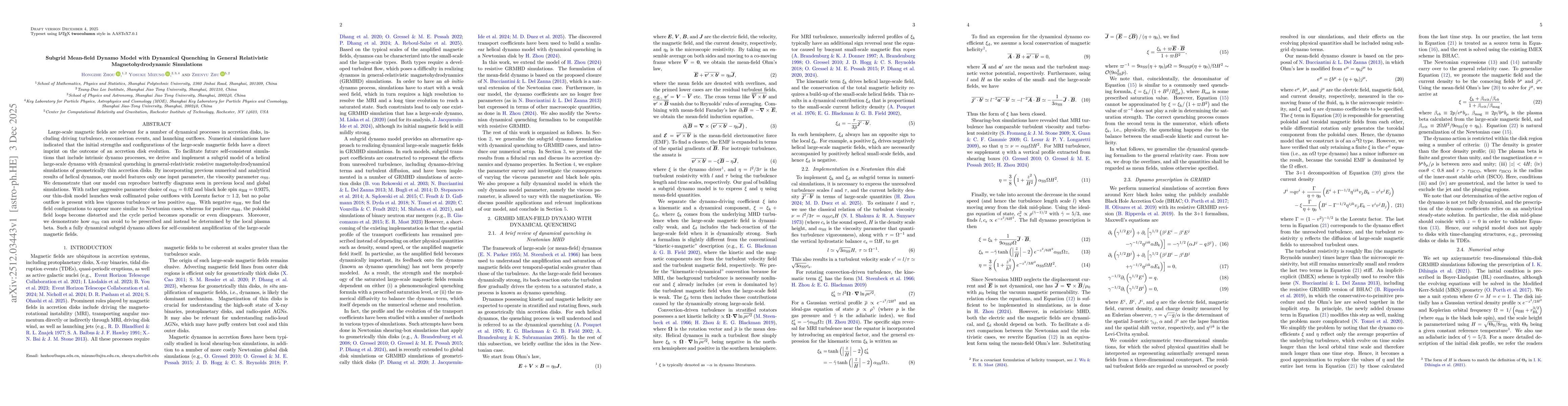 Thumbnail for Subgrid Mean-field Dynamo Model with Dynamical Quenching in General Relativistic Magnetohydrodynamic Simulations
