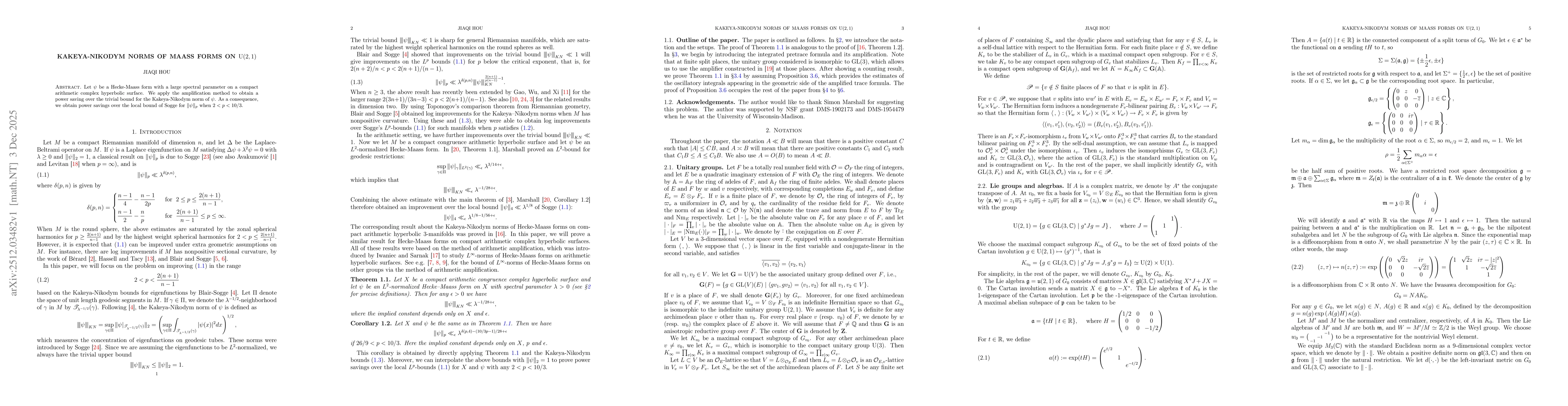 Thumbnail for Kakeya-Nikodym norms of Maass forms on $\rm{U}(2,1)$