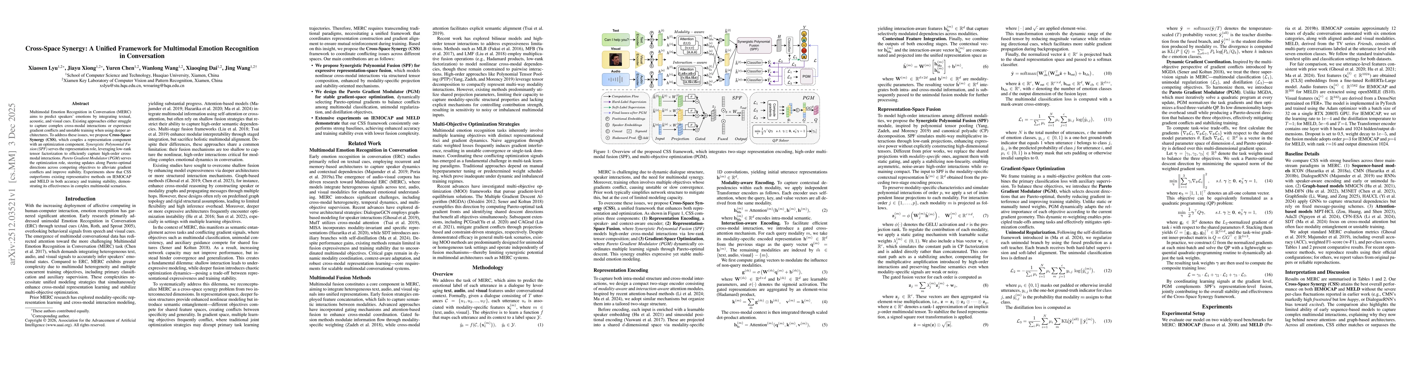 Thumbnail for Cross-Space Synergy: A Unified Framework for Multimodal Emotion Recognition in Conversation