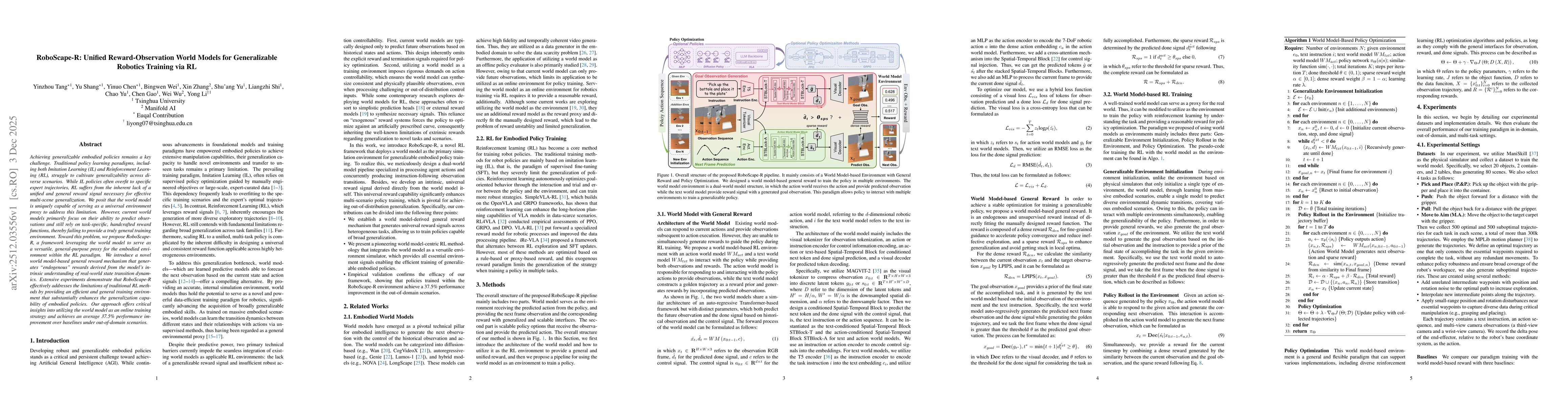 Thumbnail for RoboScape-R: Unified Reward-Observation World Models for Generalizable Robotics Training via RL