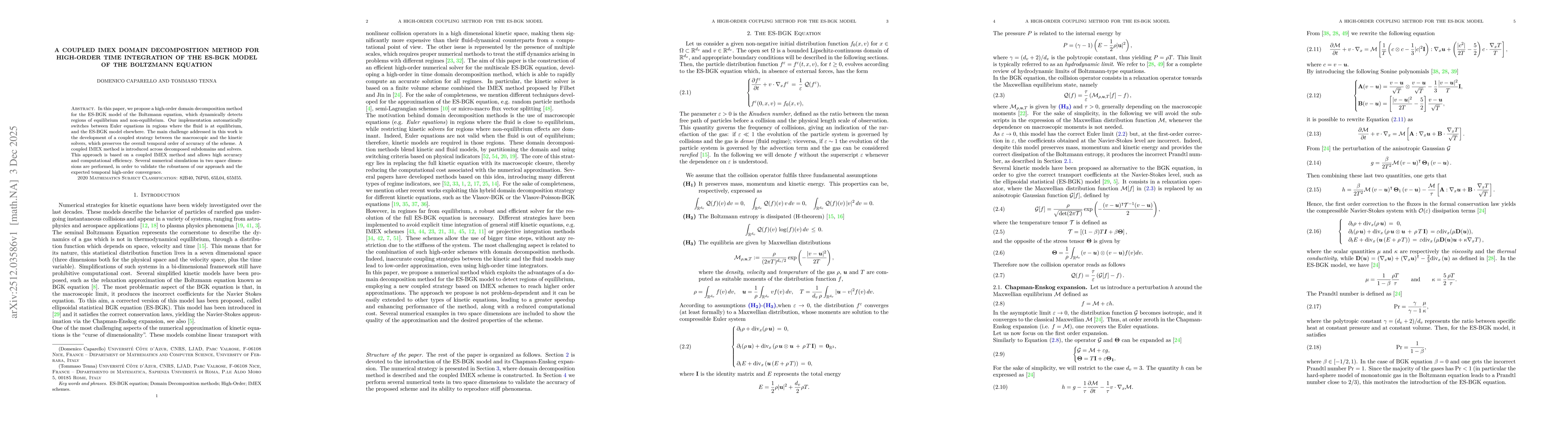 Thumbnail for A Coupled IMEX Domain Decomposition Method for High-Order Time Integration of the ES-BGK Model of the Boltzmann Equation