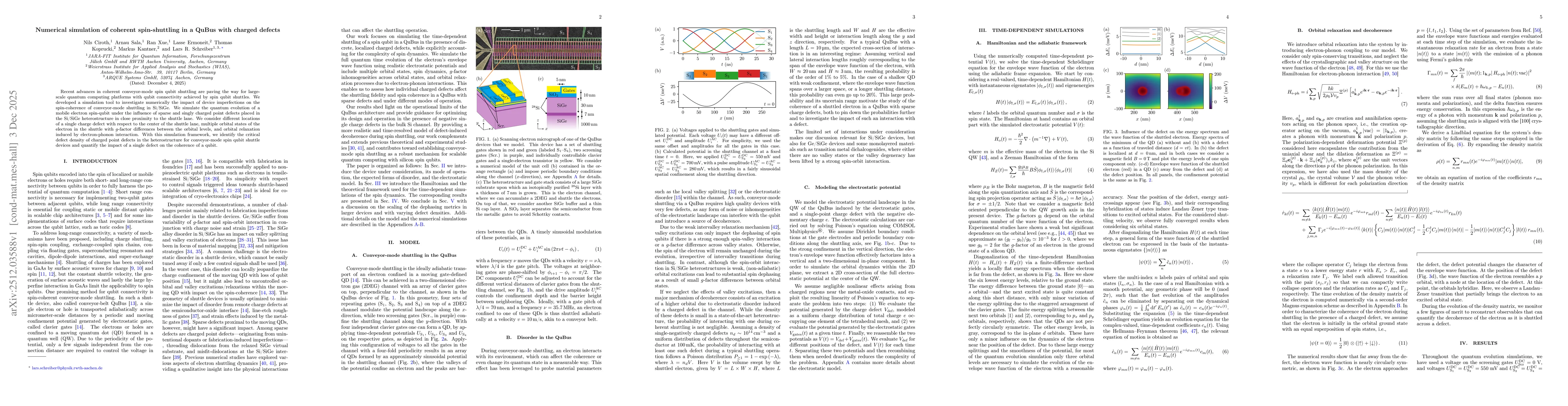 Thumbnail for Numerical simulation of coherent spin-shuttling in a QuBus with charged defects
