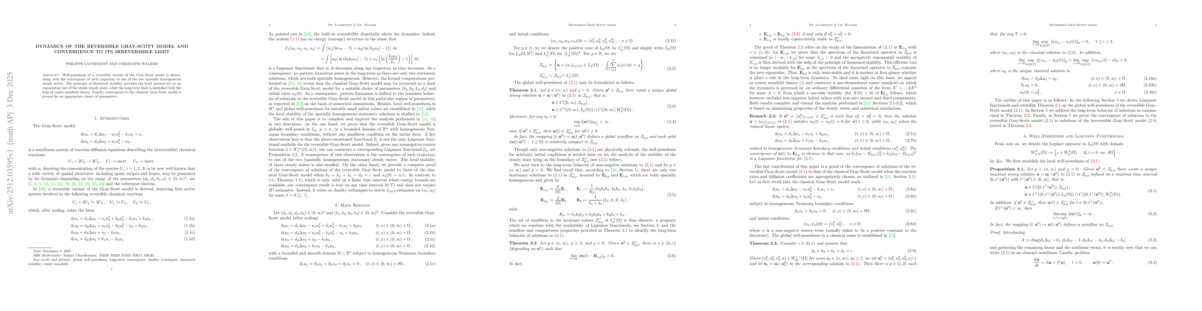 Thumbnail for Dynamics of the reversible Gray-Scott model and convergence to its irreversible limit