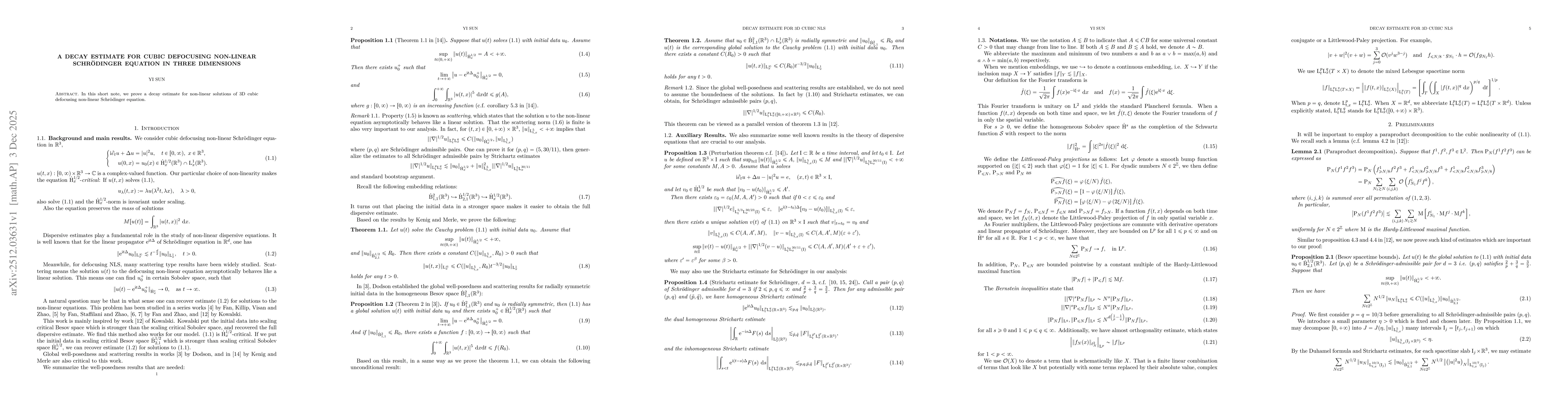 Thumbnail for A Decay estimate for cubic defocusing non-linear Schrödinger equation in three dimensions