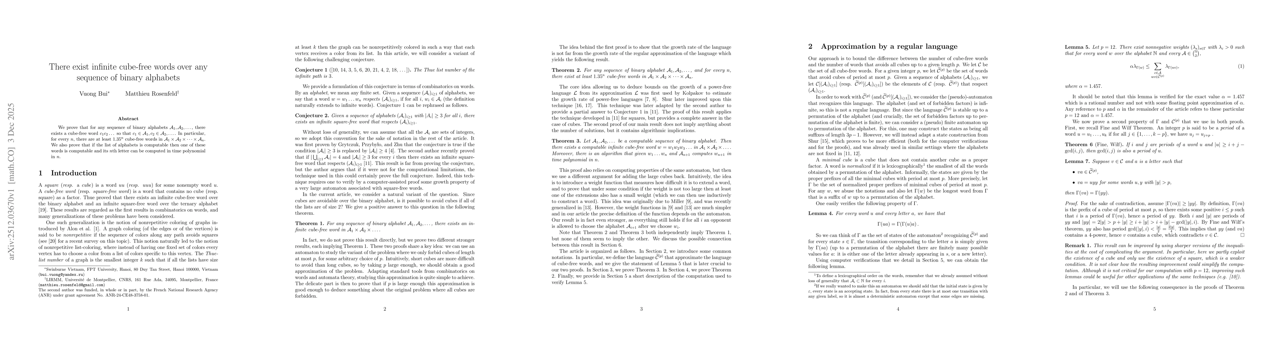 Thumbnail for There exist infinite cube-free words over any sequence of binary alphabets