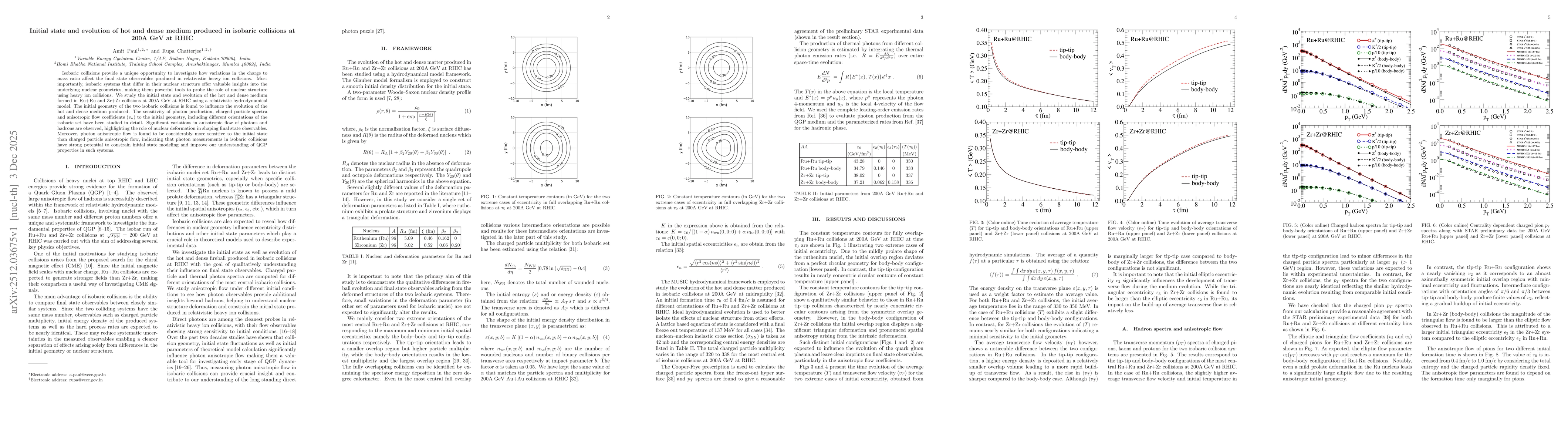 Thumbnail for Initial state and evolution of hot and dense medium produced in isobaric collisions at 200A GeV at RHIC
