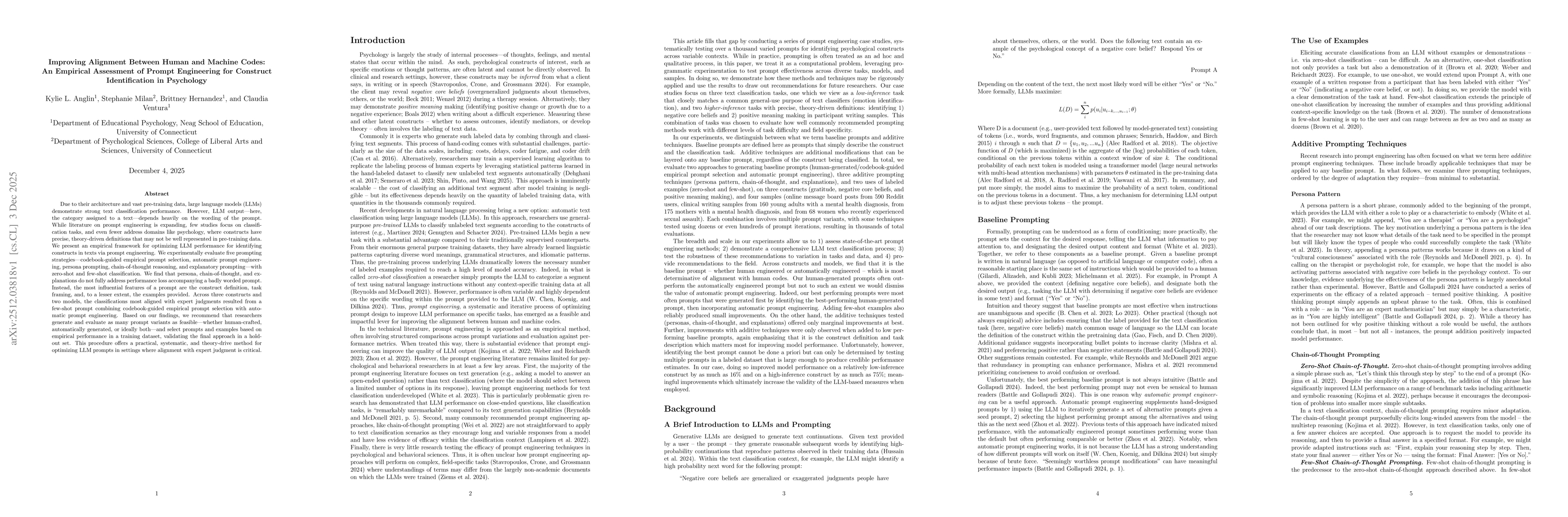 Thumbnail for Improving Alignment Between Human and Machine Codes: An Empirical Assessment of Prompt Engineering for Construct Identification in Psychology