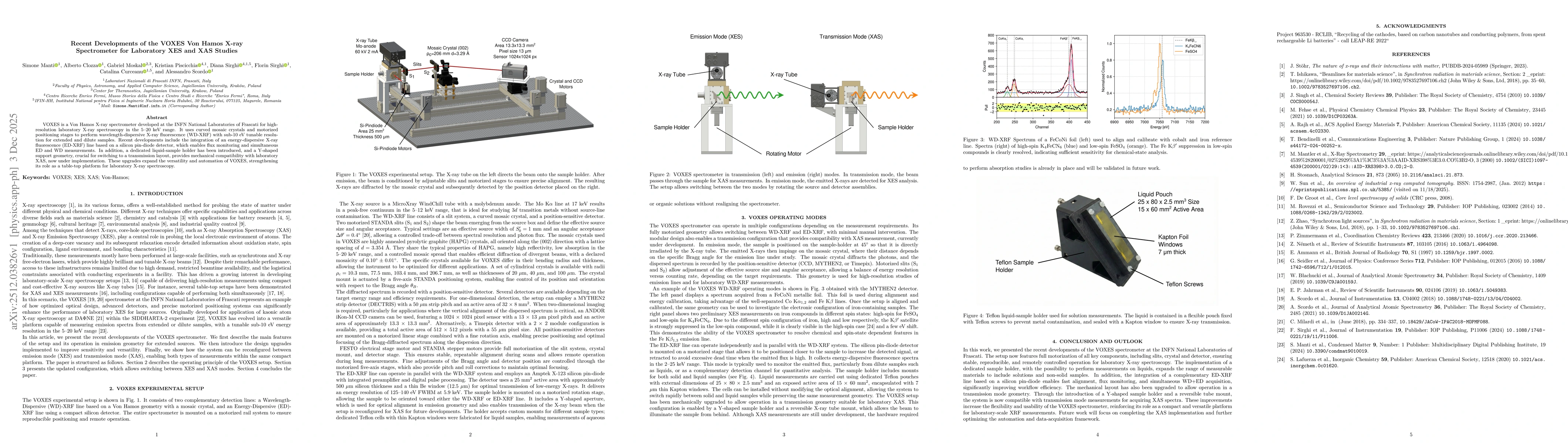 Thumbnail for Recent Developments of the VOXES Von Hamos X-ray Spectrometer for Laboratory XES and XAS Studies