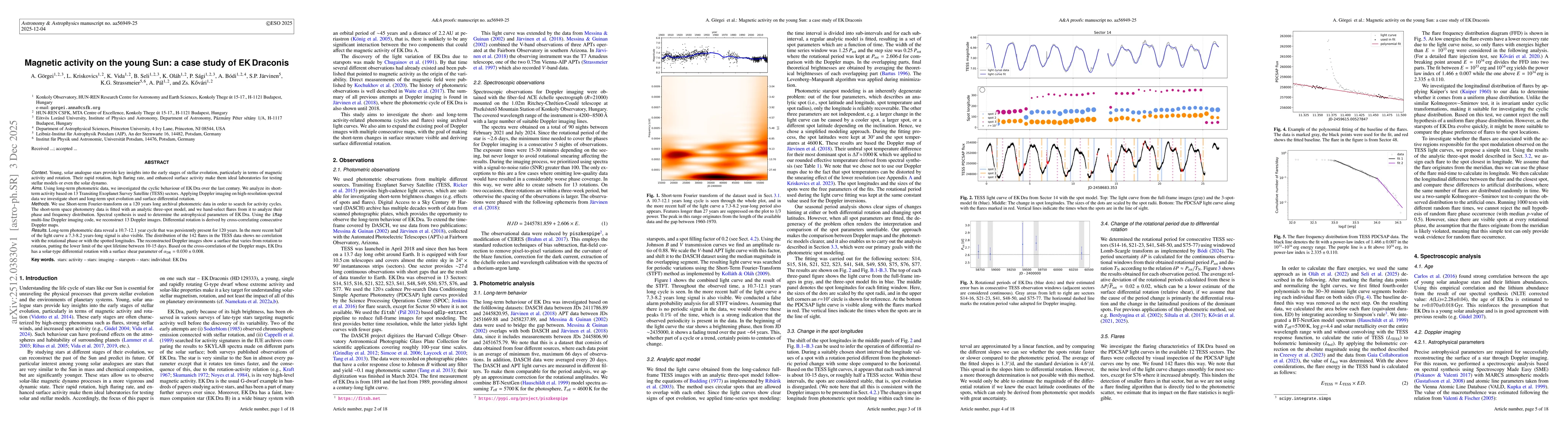 Thumbnail for Magnetic activity on the young Sun: a case study of EK Draconis