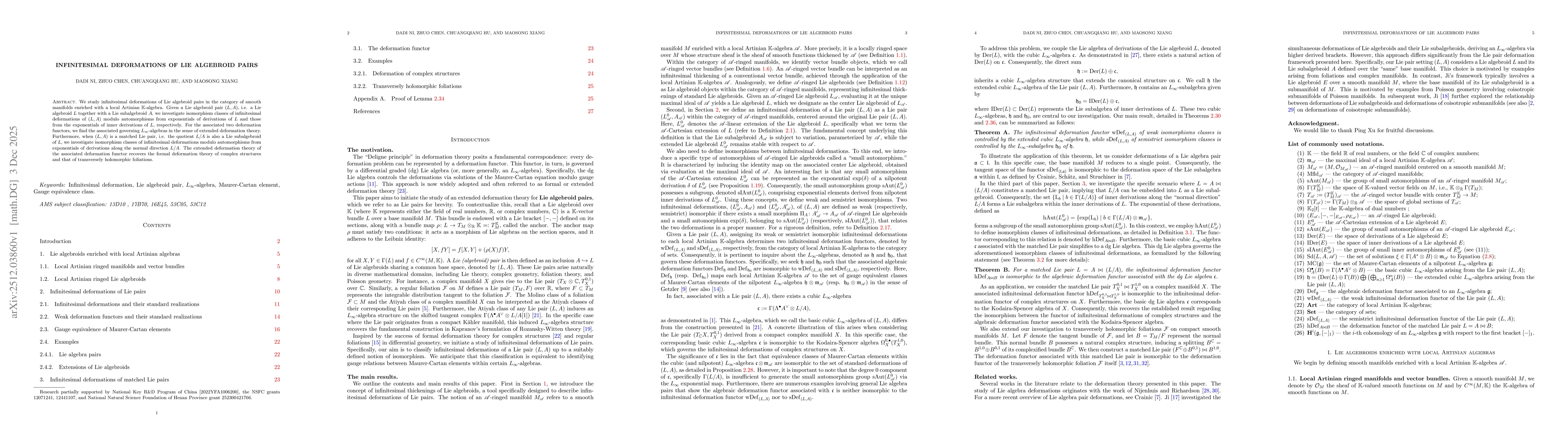 Thumbnail for Infinitesimal deformations of Lie algebroid pairs