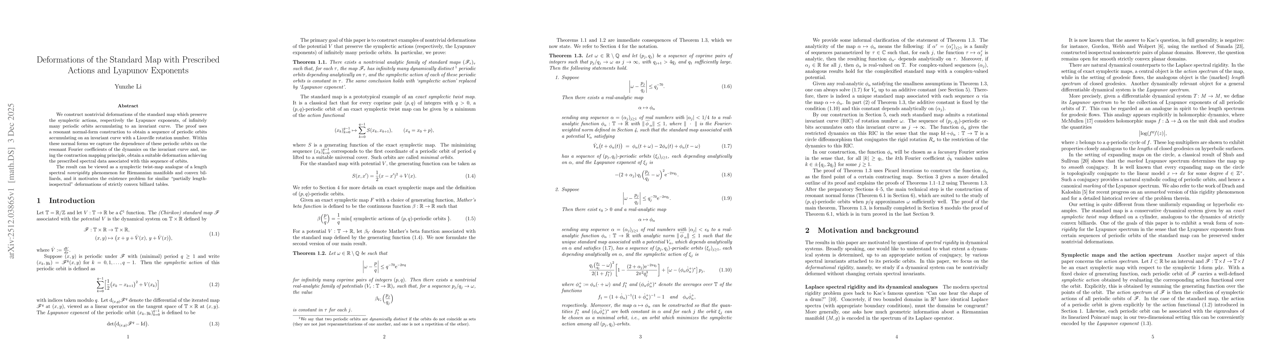 Thumbnail for Deformations of the Standard Map with Prescribed Actions and Lyapunov Exponents