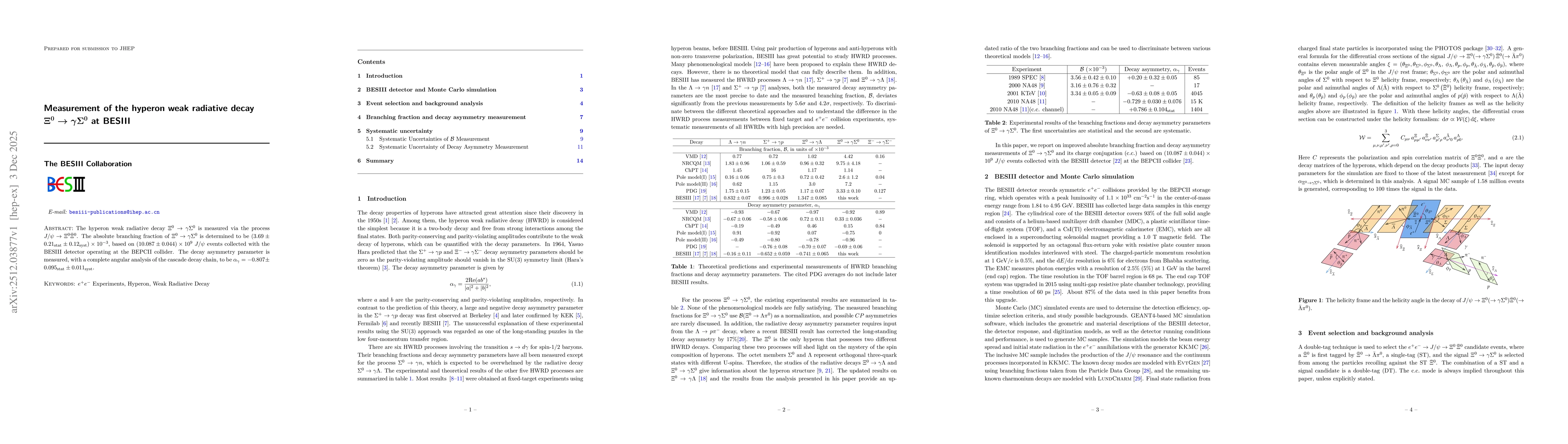 Thumbnail for Measurement of the hyperon weak radiative decay $Ξ^0\toγΣ^0$ at BESIII
