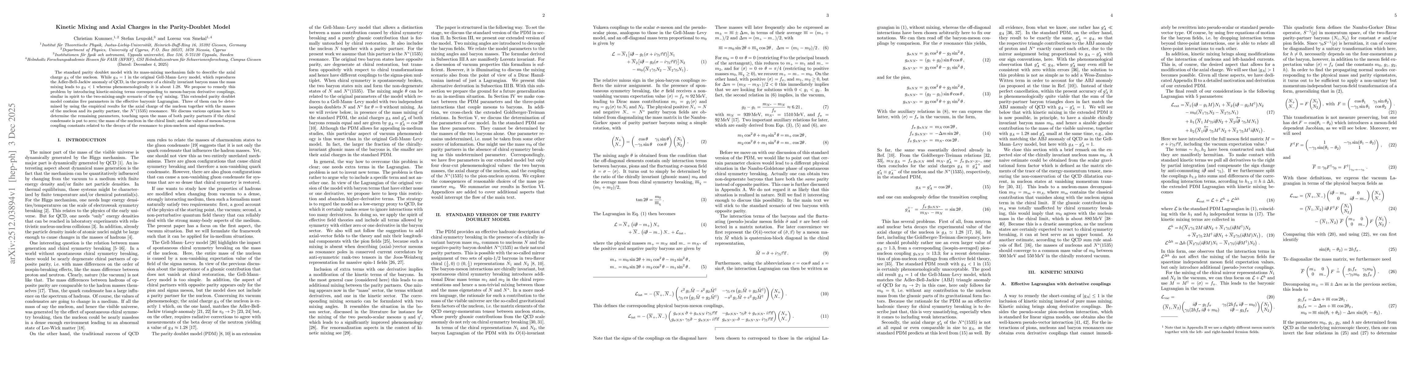 Thumbnail for Kinetic Mixing and Axial Charges in the Parity-Doublet Model
