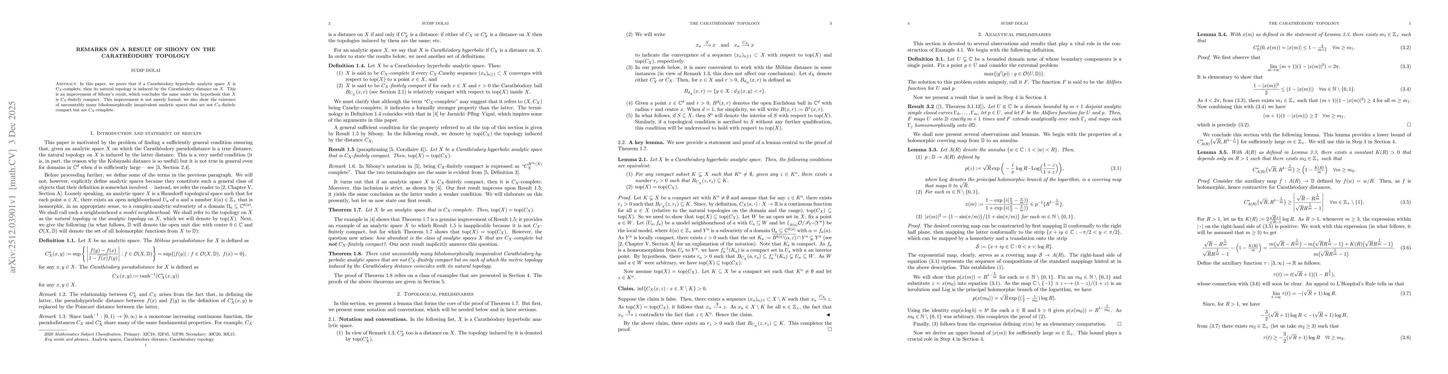 Thumbnail for Remarks on a result of Sibony on the Carathéodory topology