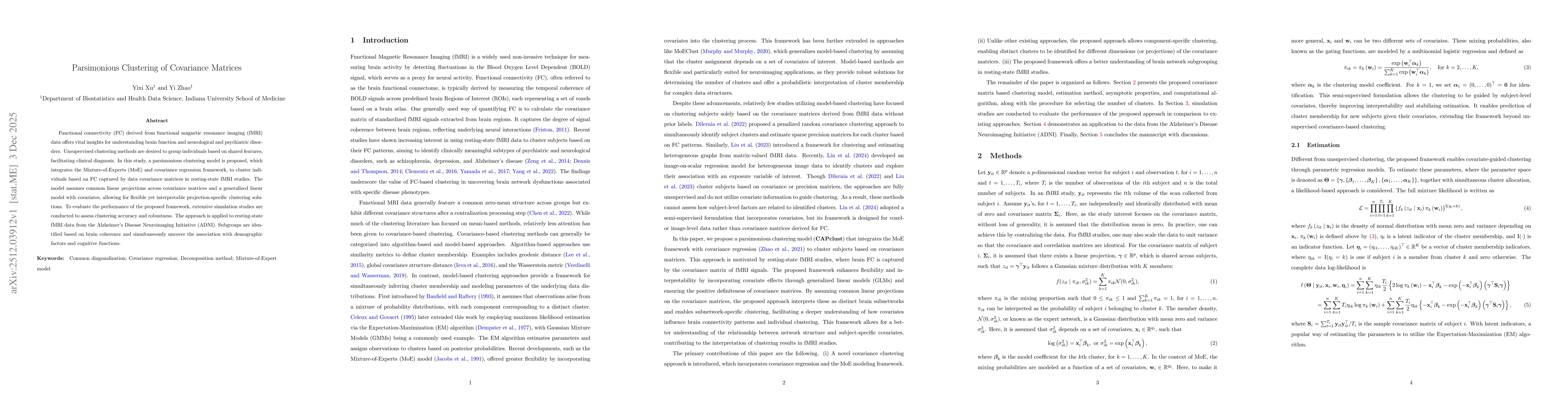 Thumbnail for Parsimonious Clustering of Covariance Matrices