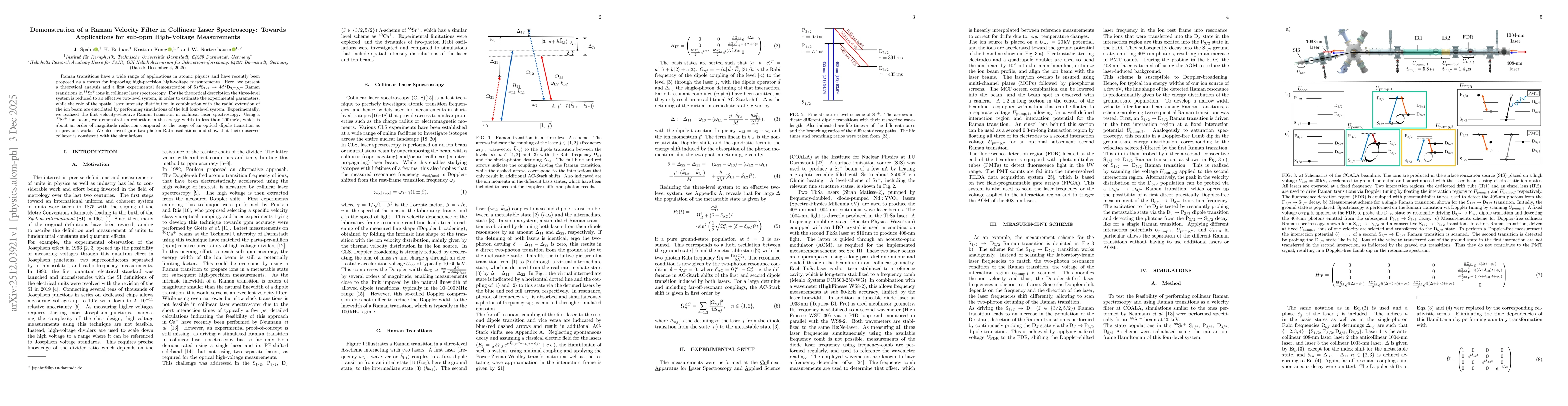 Thumbnail for Demonstration of a Raman Velocity Filter in Collinear Laser Spectroscopy: Towards Applications for sub-ppm High-Voltage Measurements