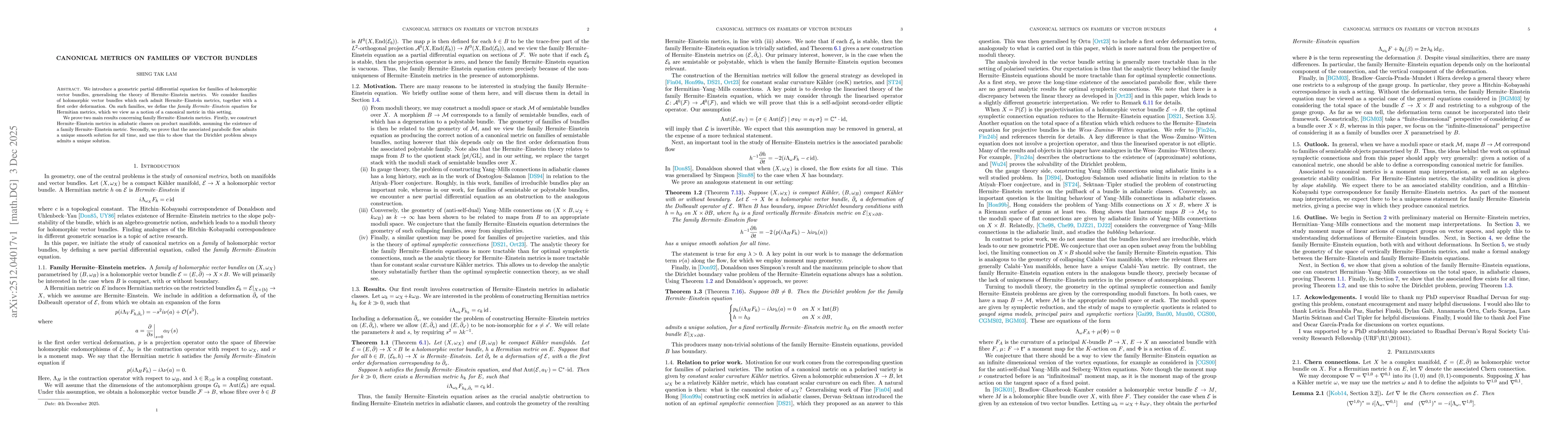 Thumbnail for Canonical metrics on families of vector bundles