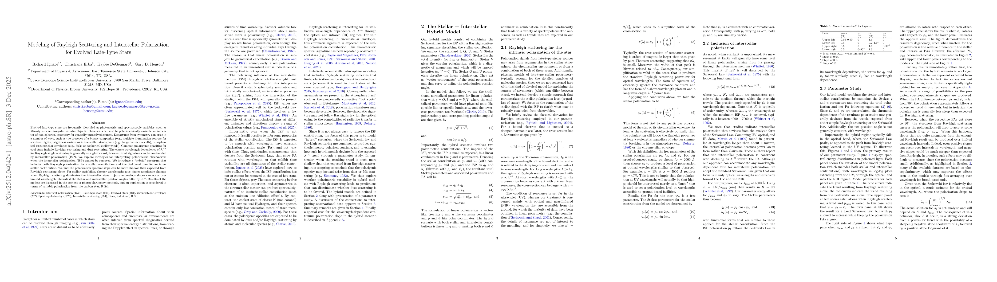 Thumbnail for Modeling of Rayleigh Scattering and Interstellar Polarization for Evolved Late-Type Stars