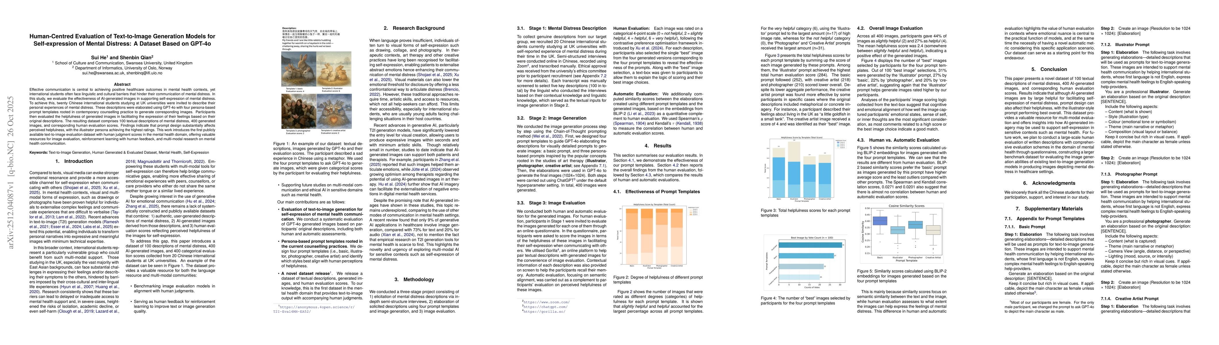 Thumbnail for Human-Centred Evaluation of Text-to-Image Generation Models for Self-expression of Mental Distress: A Dataset Based on GPT-4o