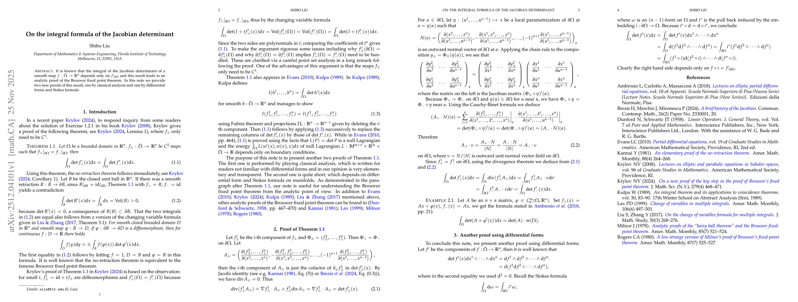 Thumbnail for On the integral formula of the Jacobian determinant