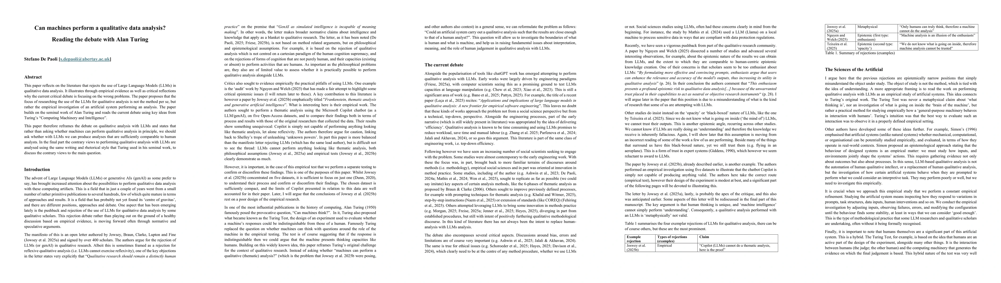 Thumbnail for Can machines perform a qualitative data analysis? Reading the debate with Alan Turing