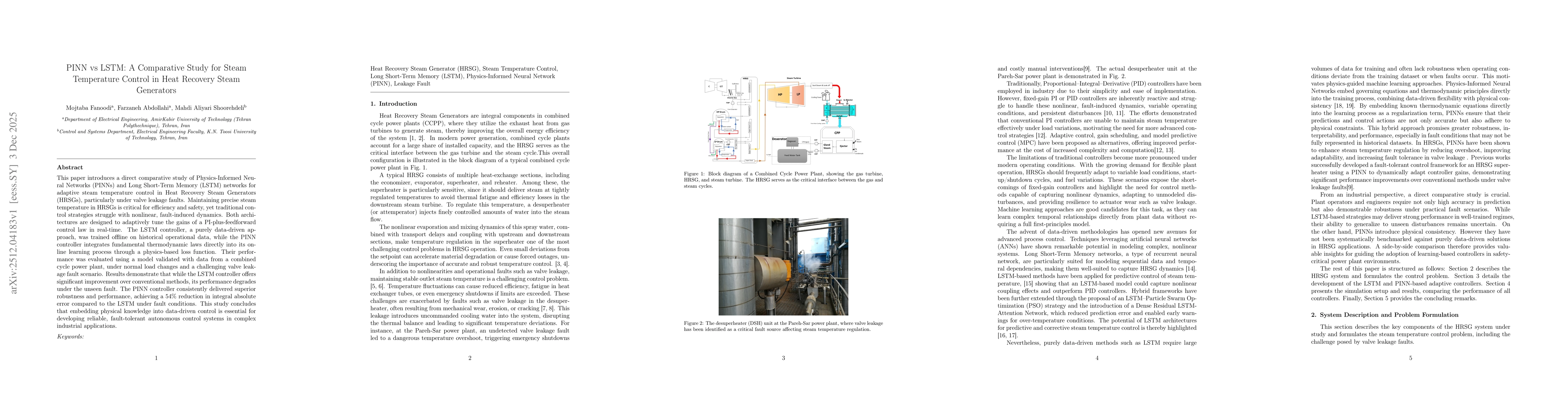 Thumbnail for PINN vs LSTM: A Comparative Study for Steam Temperature Control in Heat Recovery Steam Generators