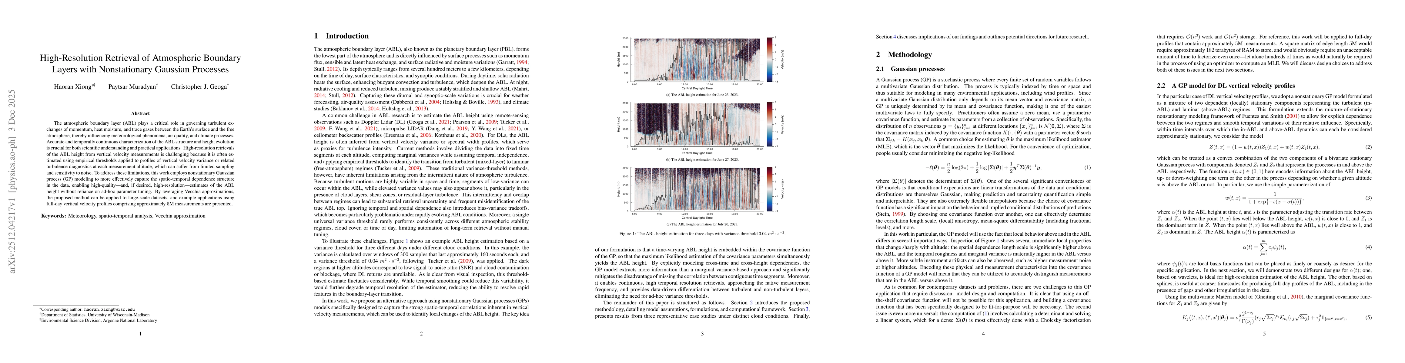 Thumbnail for High-Resolution Retrieval of Atmospheric Boundary Layers with Nonstationary Gaussian Processes