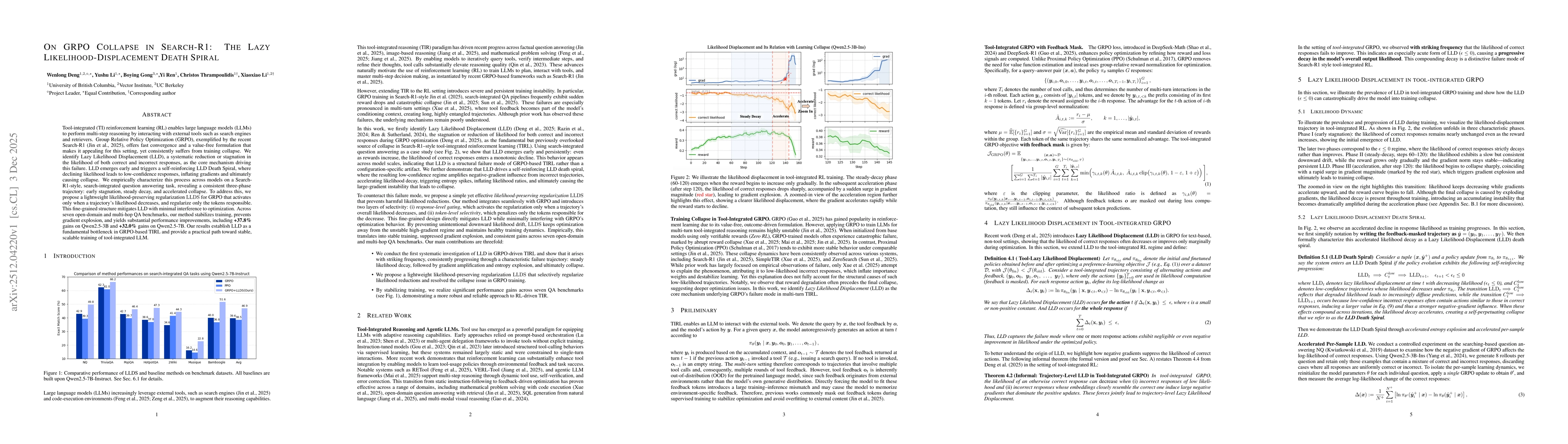 Thumbnail for On GRPO Collapse in Search-R1: The Lazy Likelihood-Displacement Death Spiral