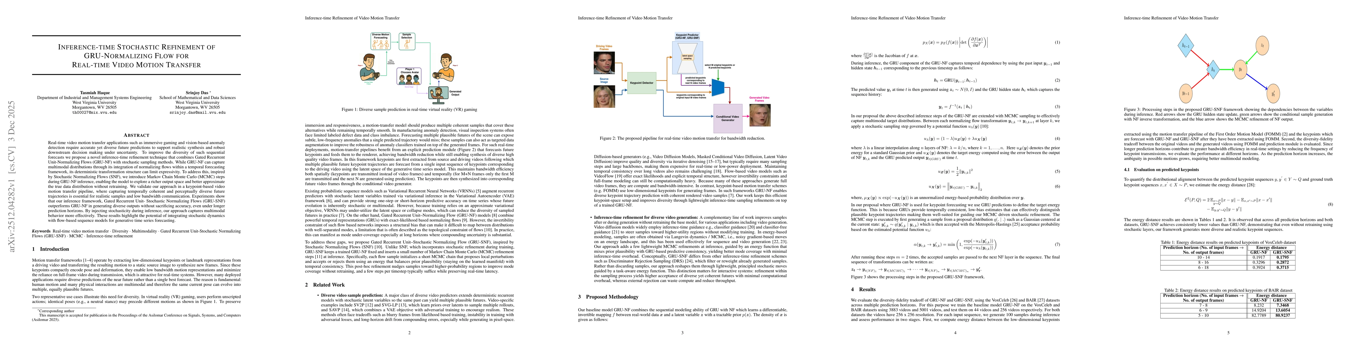 Thumbnail for Inference-time Stochastic Refinement of GRU-Normalizing Flow for Real-time Video Motion Transfer