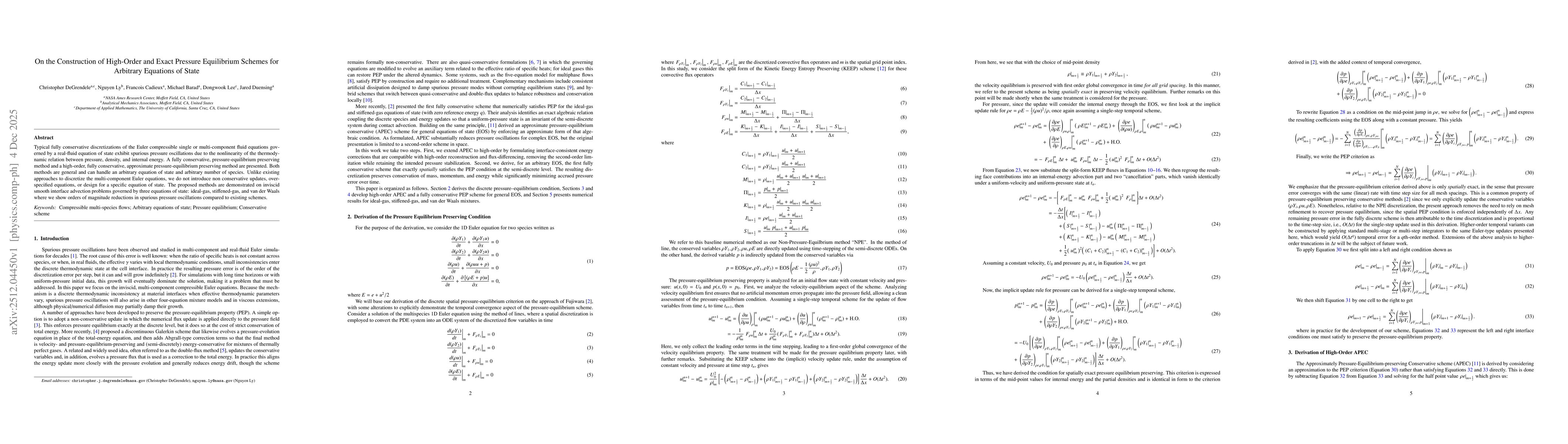 Thumbnail for On the Construction of High-Order and Exact Pressure Equilibrium Schemes for Arbitrary Equations of State