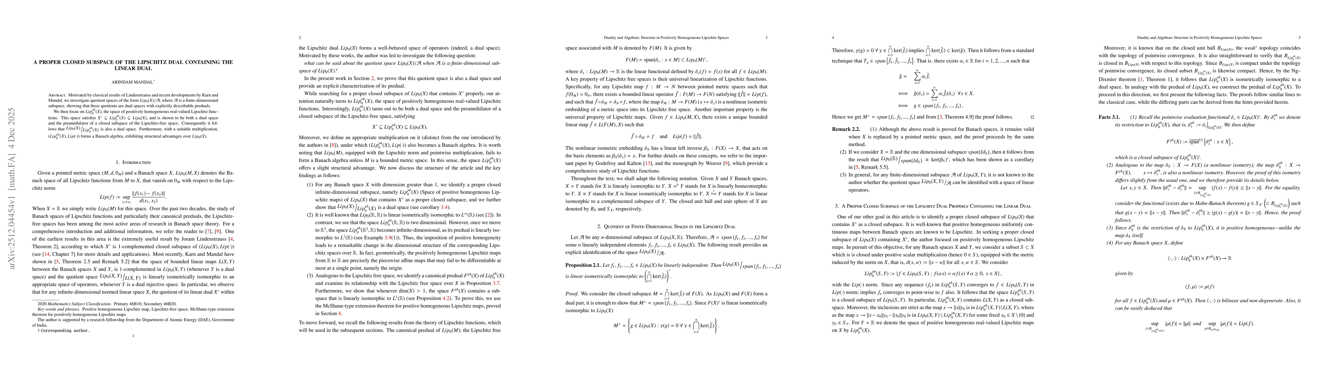 Thumbnail for A Proper Closed Subspace of the Lipschitz Dual Containing the Linear Dual