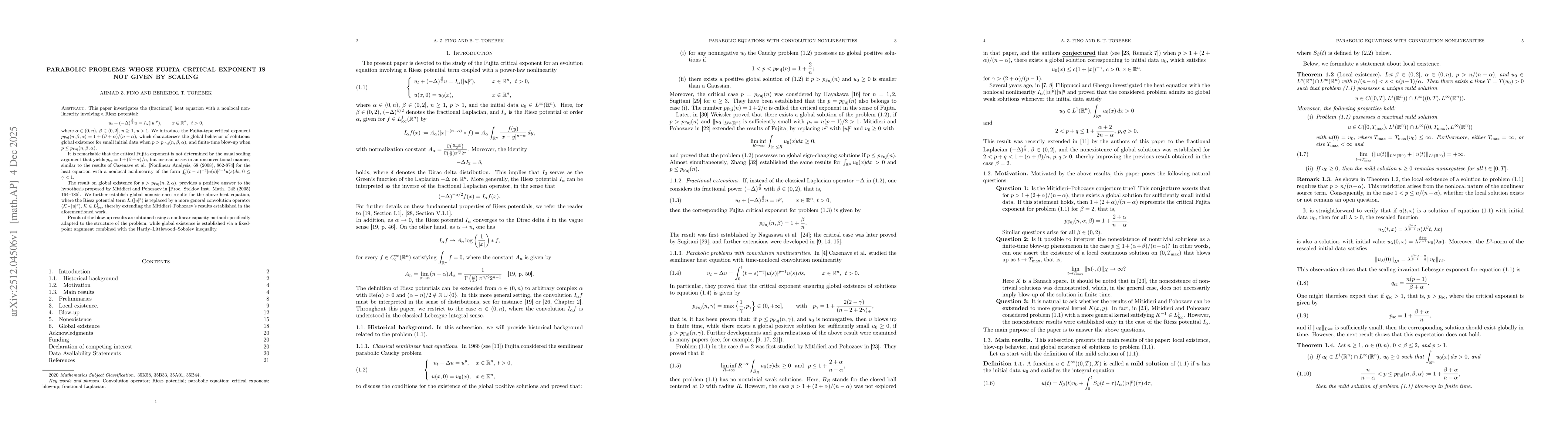 Thumbnail for Parabolic problems whose Fujita critical exponent is not given by scaling