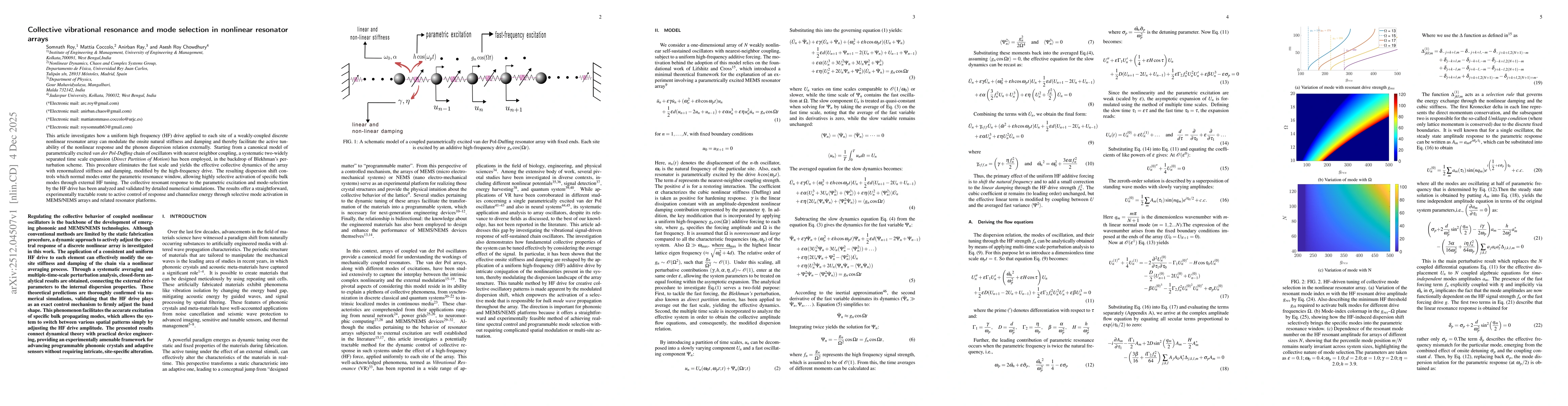 Thumbnail for Collective vibrational resonance and mode selection in nonlinear resonator arrays