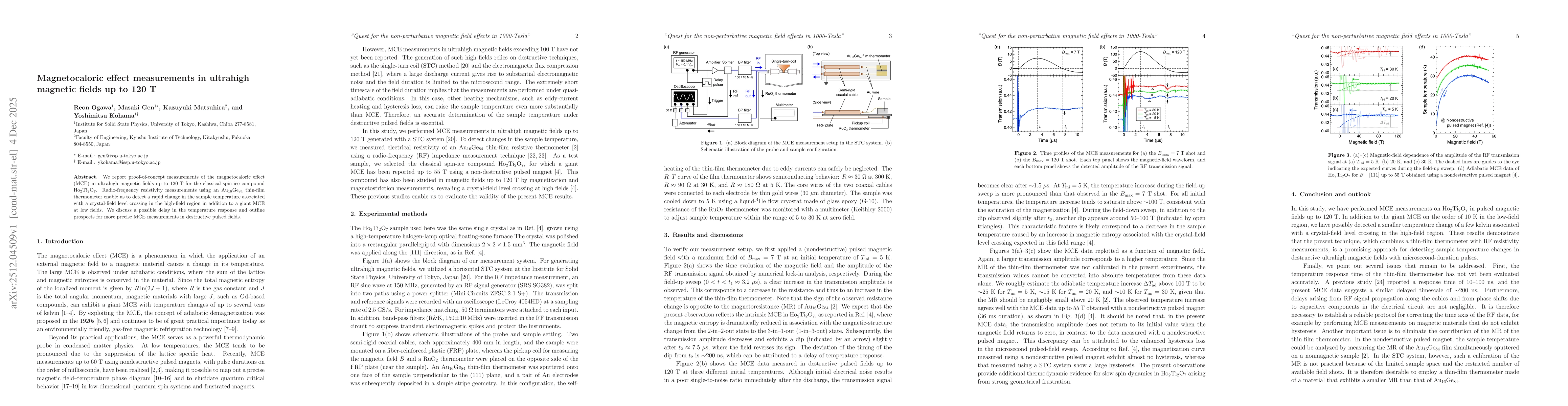 Thumbnail for Magnetocaloric effect measurements in ultrahigh magnetic fields up to 120 T