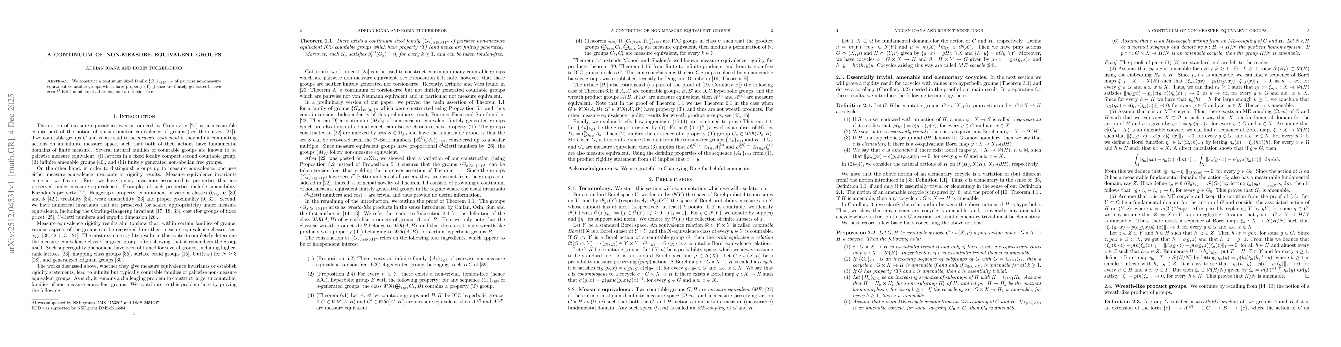 Thumbnail for A continuum of non-measure equivalent groups