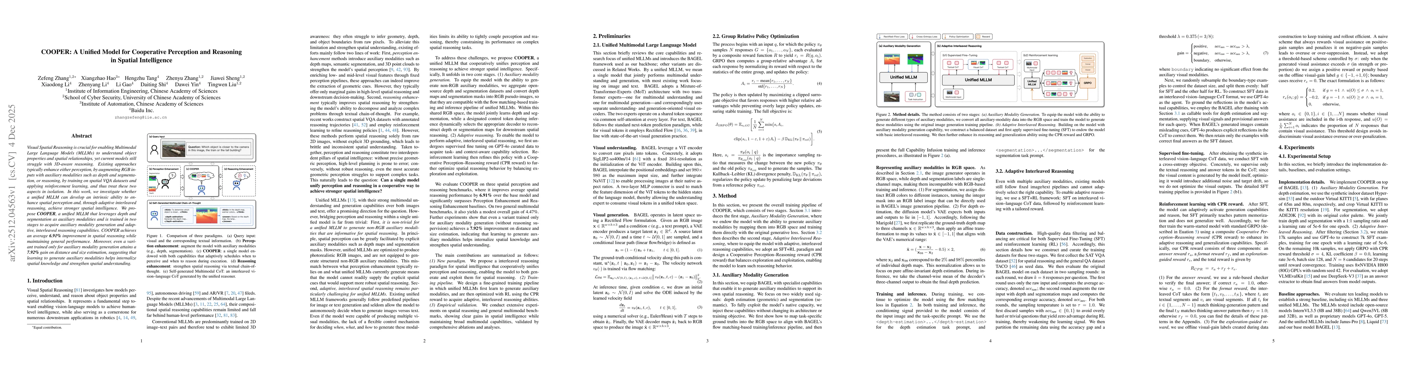 Thumbnail for COOPER: A Unified Model for Cooperative Perception and Reasoning in Spatial Intelligence