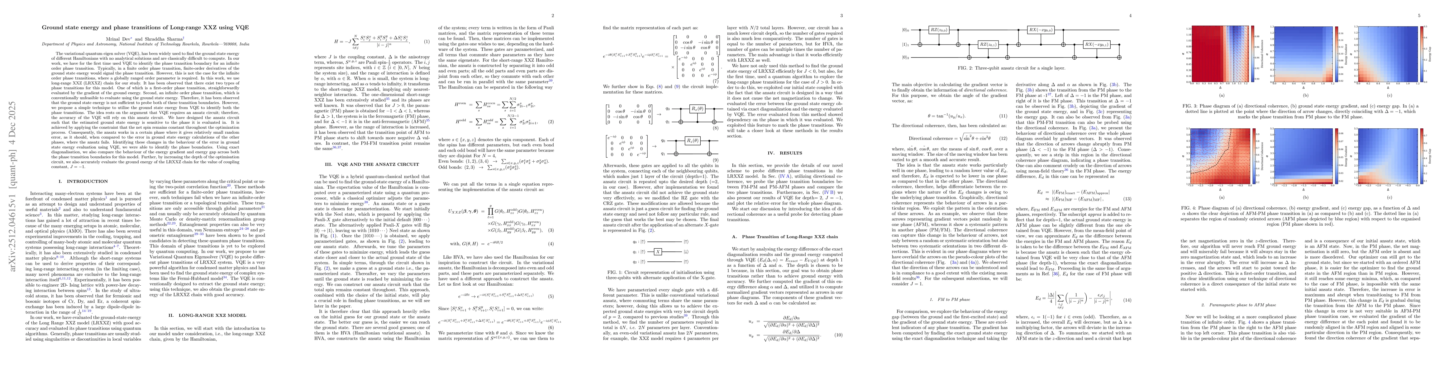 Thumbnail for Ground state energy and phase transitions of Long-range XXZ using VQE