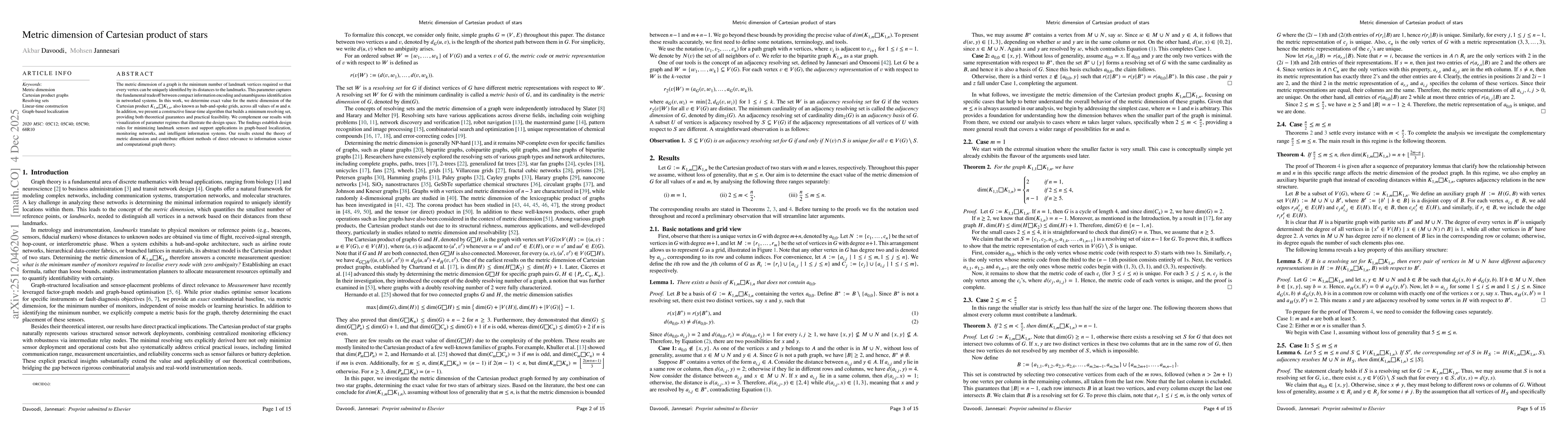 Thumbnail for Metric dimension of Cartesian product of stars
