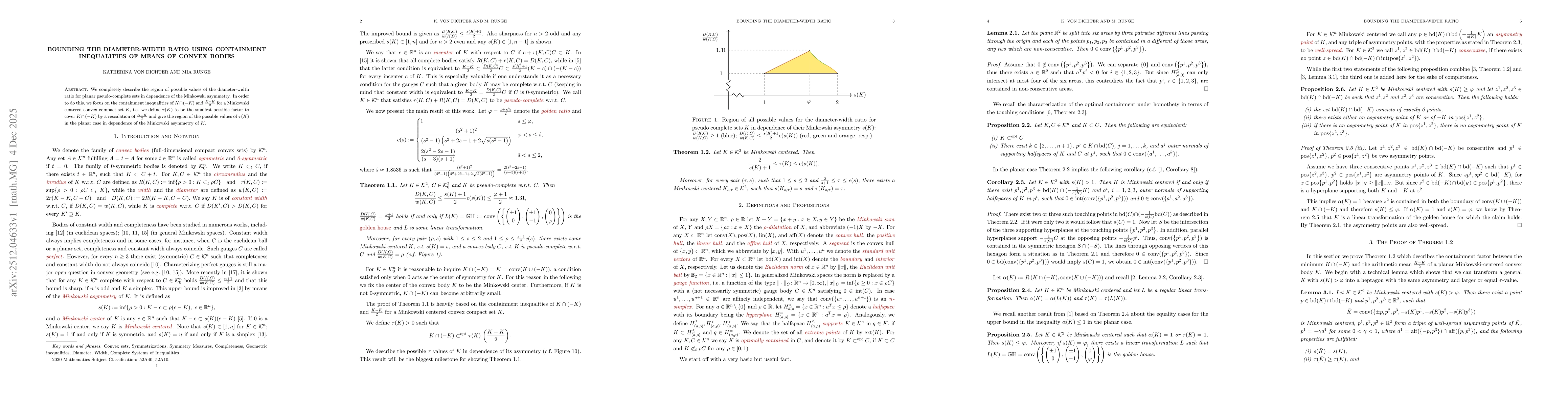Thumbnail for Bounding the diameter-width ratio using containment inequalities of means of convex bodies
