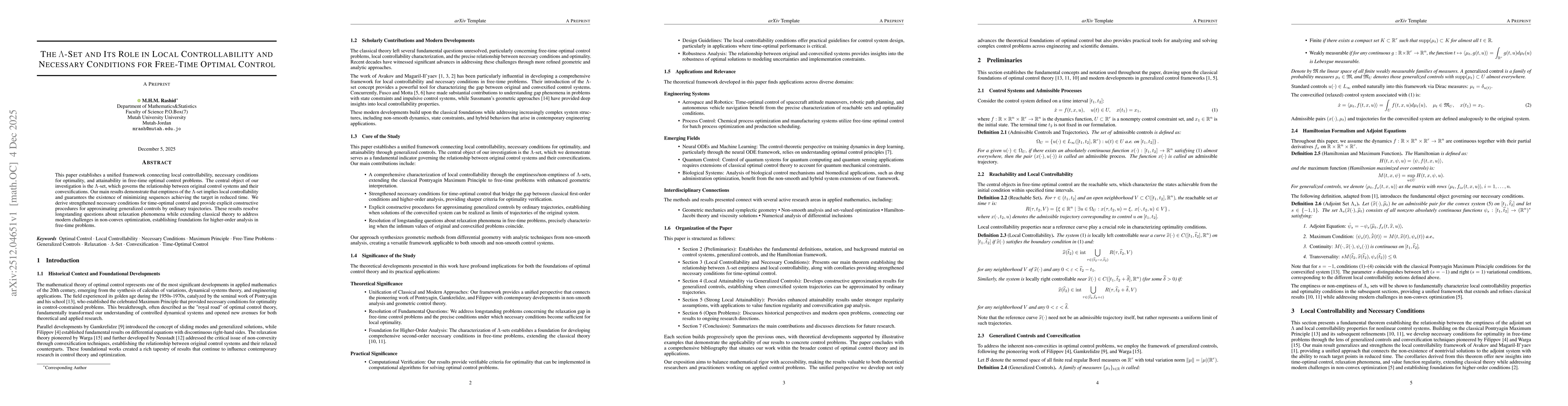 Thumbnail for The $Λ$-Set and Its Role in Local Controllability and Necessary Conditions for Free-Time Optimal Control