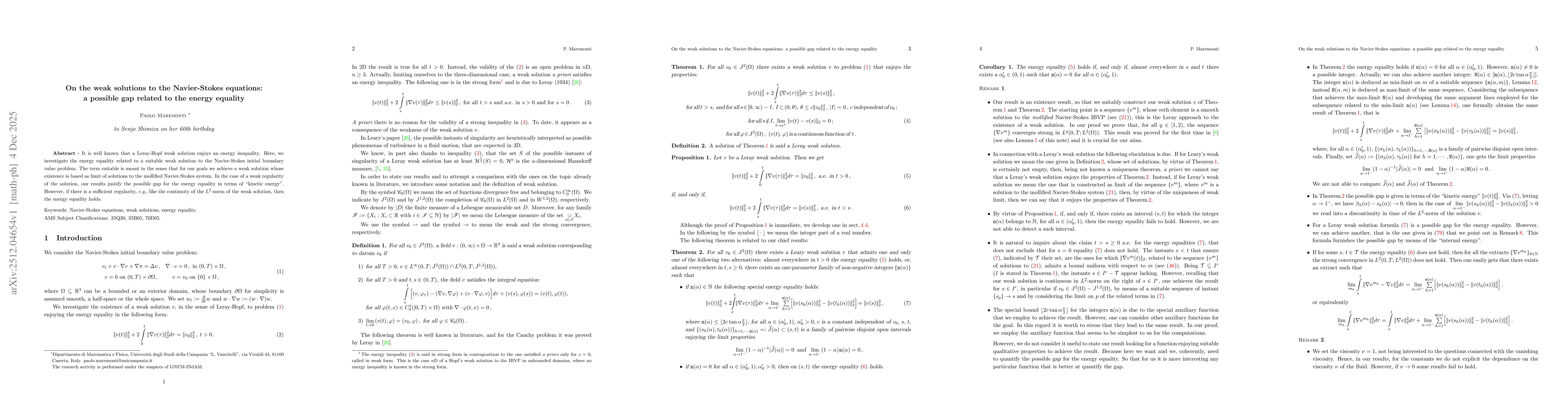 Thumbnail for On the weak solutions to the navier-Stokes equations: a possible gap related to the energy equality