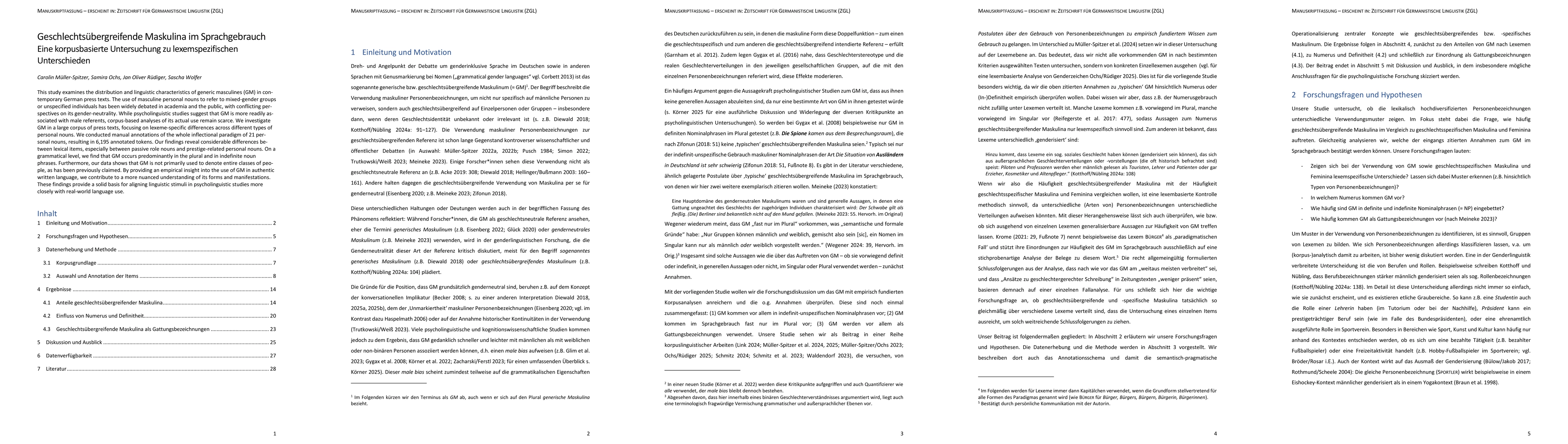 Thumbnail for Geschlechtsübergreifende Maskulina im Sprachgebrauch Eine korpusbasierte Untersuchung zu lexemspezifischen Unterschieden